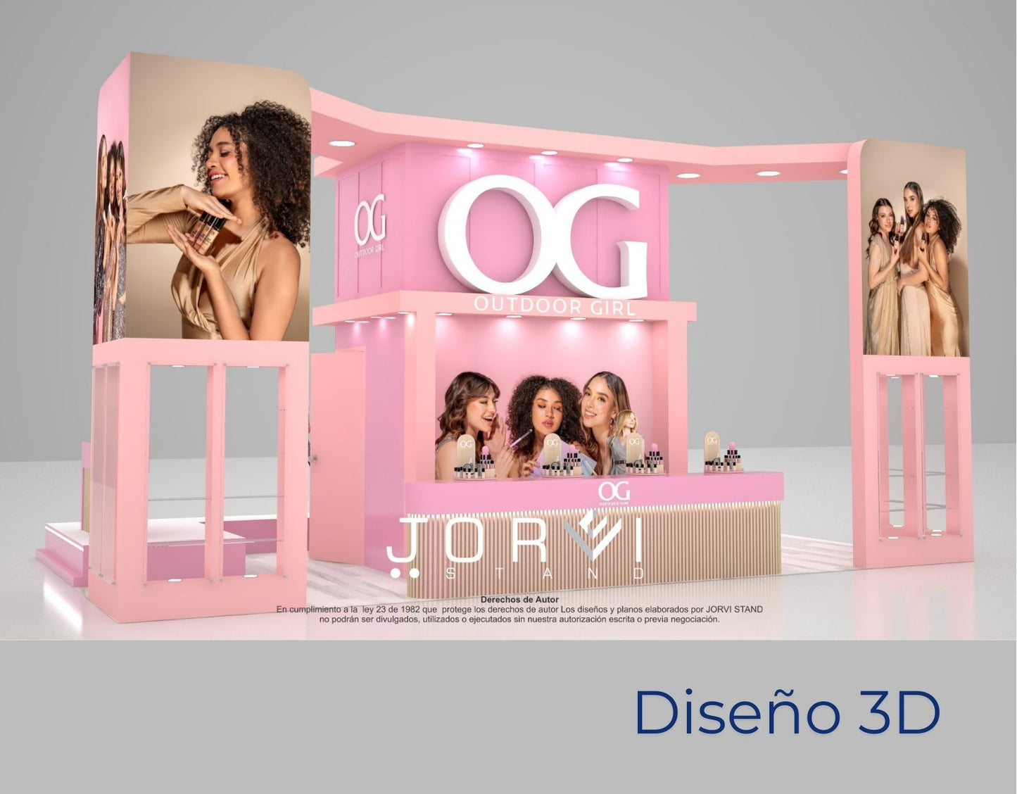 Stand OG - Expobelleza jorvi stand diseño 3d